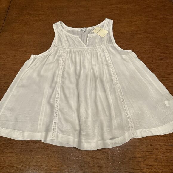 Lucky Brand Sz Large novelty Blouse Tank Top Embroidered Edwardian Babydoll New - Picture 7 of 8